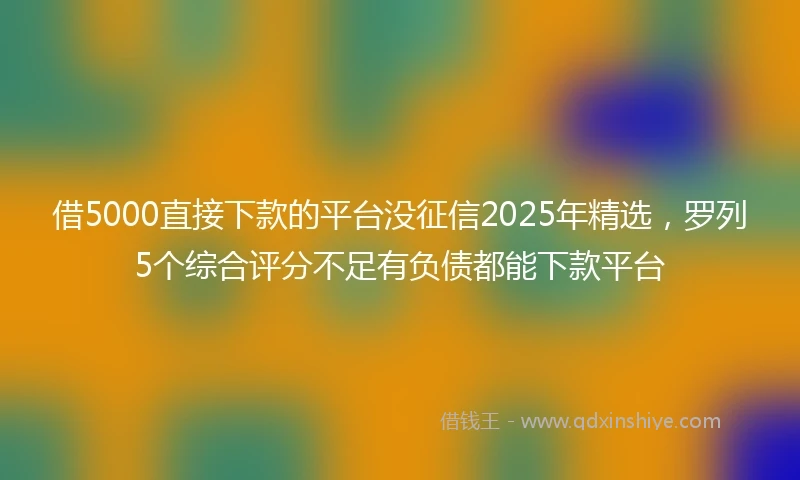 借5000直接下款的平台没征信2025年精选，罗列5个综合评分不足有负债都能下款平台