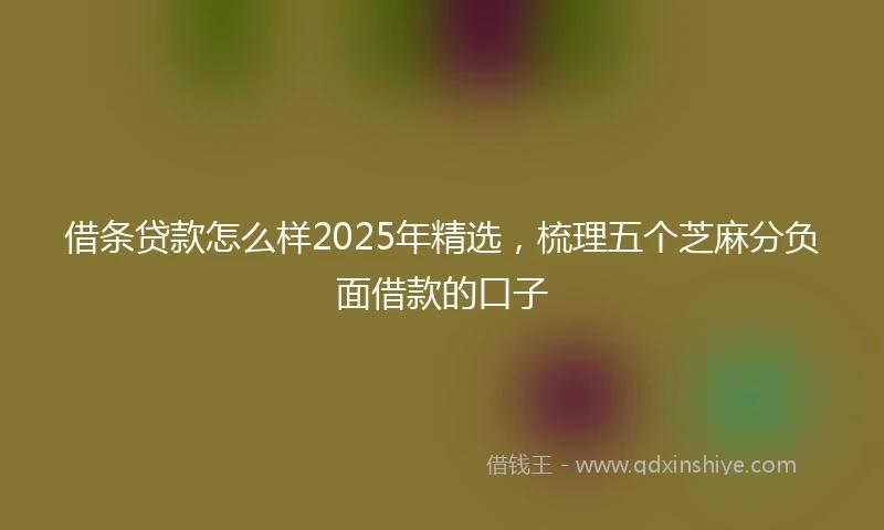 借条贷款怎么样2025年精选，梳理五个芝麻分负面借款的口子