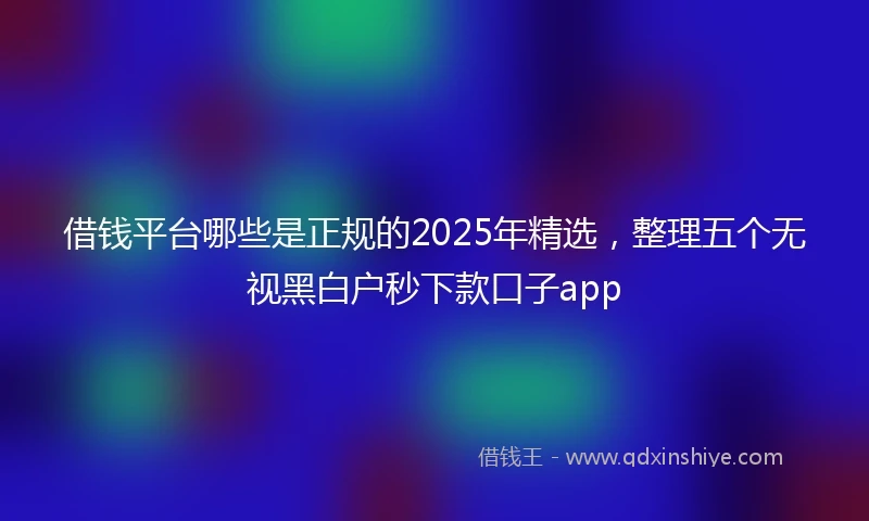 借钱平台哪些是正规的2025年精选，整理五个无视黑白户秒下款口子app