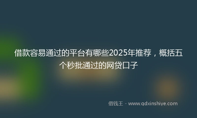 借款容易通过的平台有哪些2025年推荐，概括五个秒批通过的网贷口子