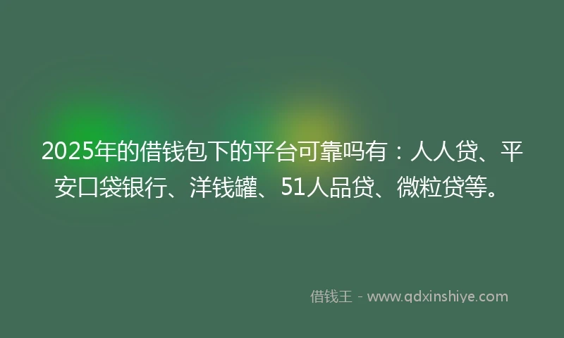 2025年的借钱包下的平台可靠吗有：人人贷、平安口袋银行、洋钱罐、51人品贷、微粒贷等。