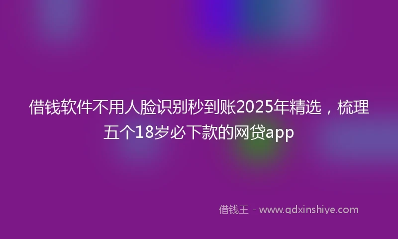 借钱软件不用人脸识别秒到账2025年精选，梳理五个18岁必下款的网贷app
