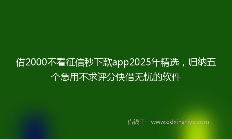 借2000不看征信秒下款app2025年精选，归纳五个急用不求评分快借无忧的软件