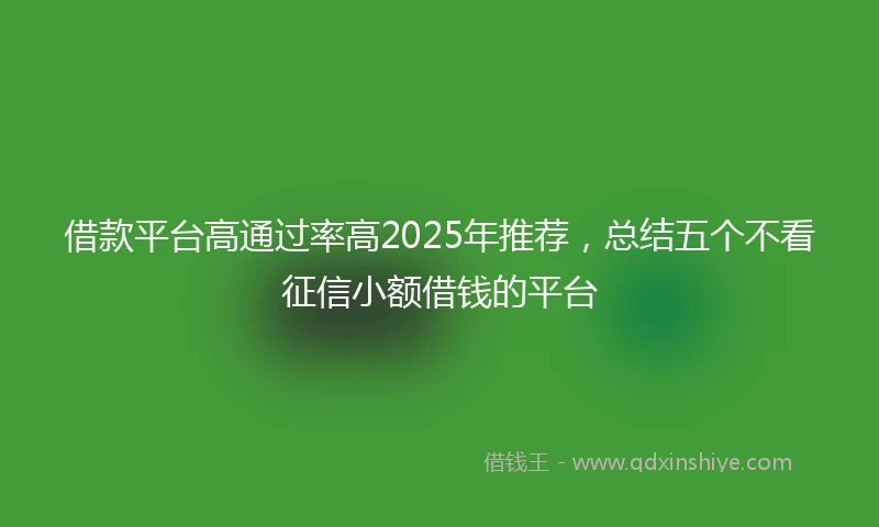 借款平台高通过率高2025年推荐，总结五个不看征信小额借钱的平台