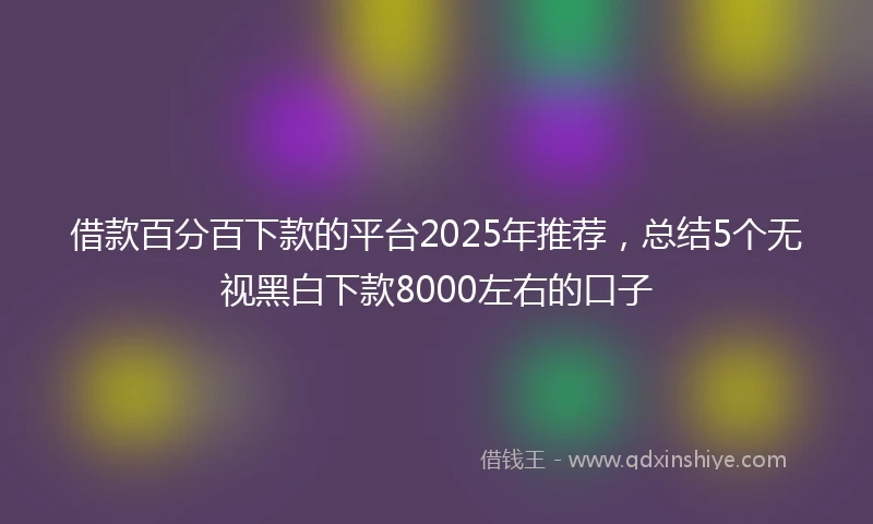 借款百分百下款的平台2025年推荐，总结5个无视黑白下款8000左右的口子