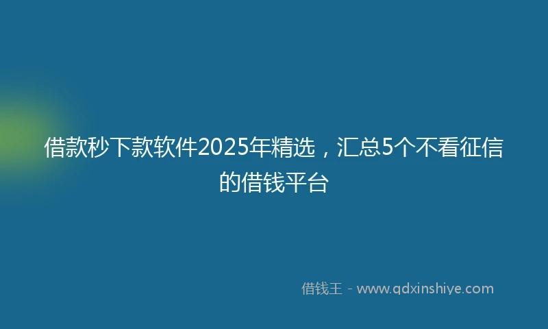 借款秒下款软件2025年精选，汇总5个不看征信的借钱平台