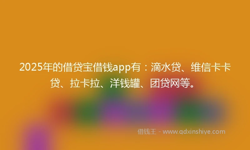 2025年的借贷宝借钱app有：滴水贷、维信卡卡贷、拉卡拉、洋钱罐、团贷网等。