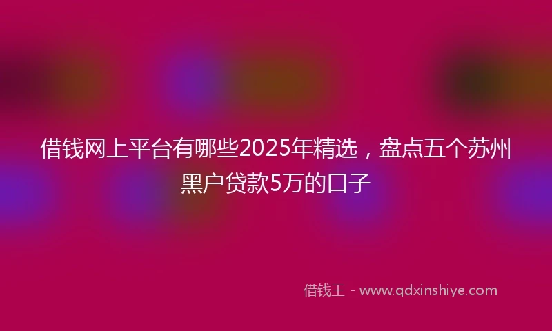 借钱网上平台有哪些2025年精选，盘点五个苏州黑户贷款5万的口子