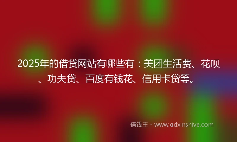 2025年的借贷网站有哪些有：美团生活费、花呗、功夫贷、百度有钱花、信用卡贷等。