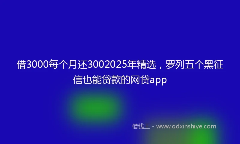 借3000每个月还3002025年精选，罗列五个黑征信也能贷款的网贷app