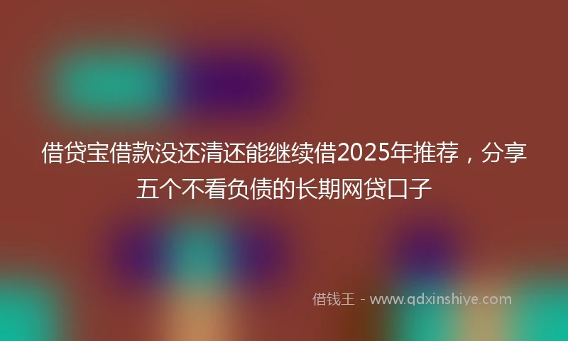 借贷宝借款没还清还能继续借2025年推荐，分享五个不看负债的长期网贷口子