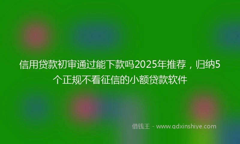 信用贷款初审通过能下款吗2025年推荐，归纳5个正规不看征信的小额贷款软件