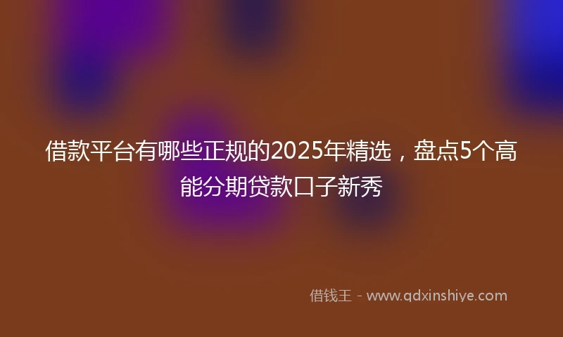 借款平台有哪些正规的2025年精选，盘点5个高能分期贷款口子新秀