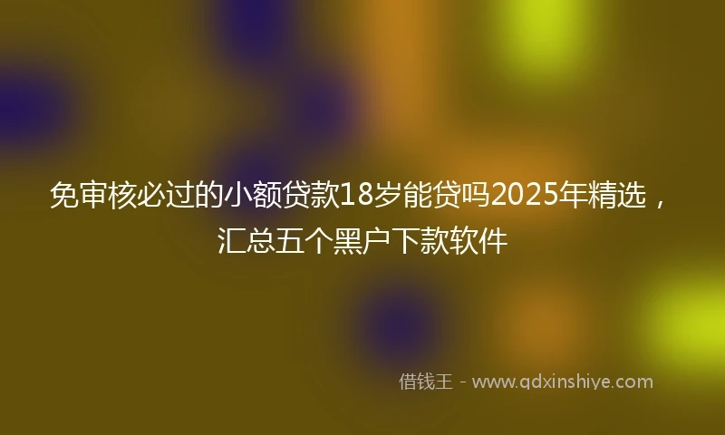 免审核必过的小额贷款18岁能贷吗2025年精选，汇总五个黑户下款软件