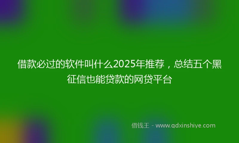 借款必过的软件叫什么2025年推荐，总结五个黑征信也能贷款的网贷平台