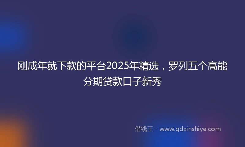 刚成年就下款的平台2025年精选，罗列五个高能分期贷款口子新秀