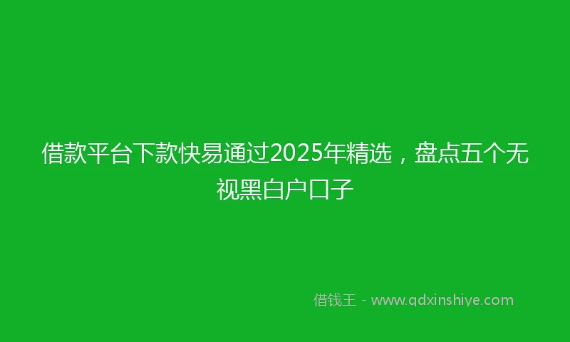借款平台下款快易通过2025年精选，盘点五个无视黑白户口子