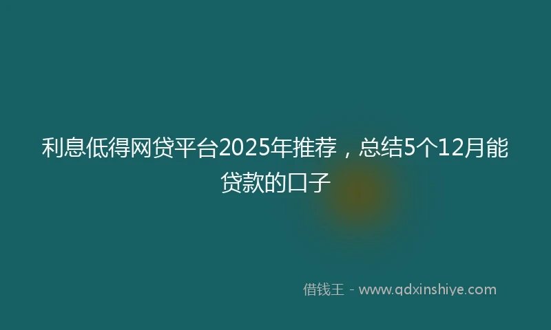 利息低得网贷平台2025年推荐，总结5个12月能贷款的口子