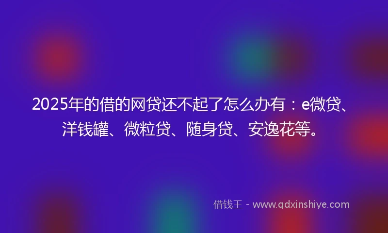 2025年的借的网贷还不起了怎么办有：e微贷、洋钱罐、微粒贷、随身贷、安逸花等。