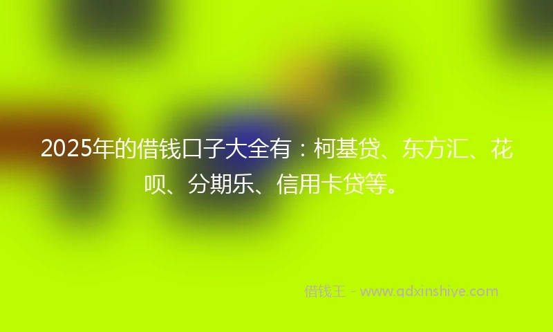 2025年的借钱口子大全有：柯基贷、东方汇、花呗、分期乐、信用卡贷等。