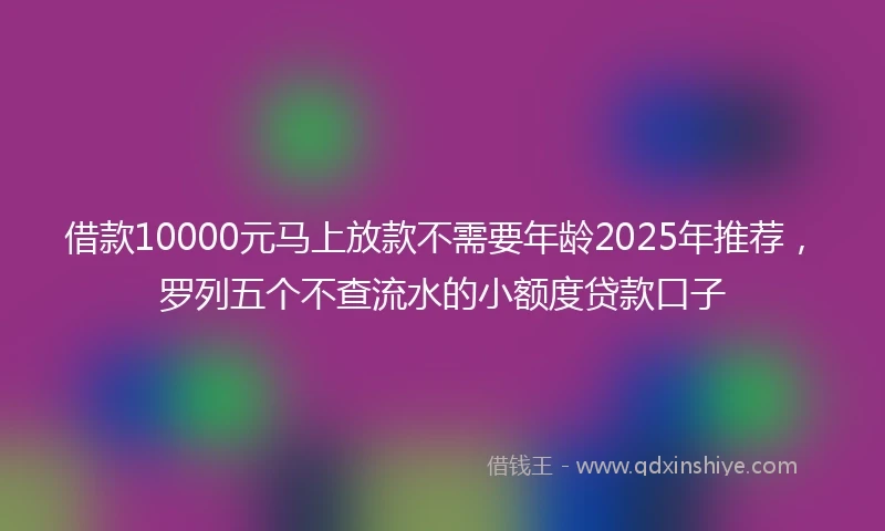 借款10000元马上放款不需要年龄2025年推荐，罗列五个不查流水的小额度贷款口子