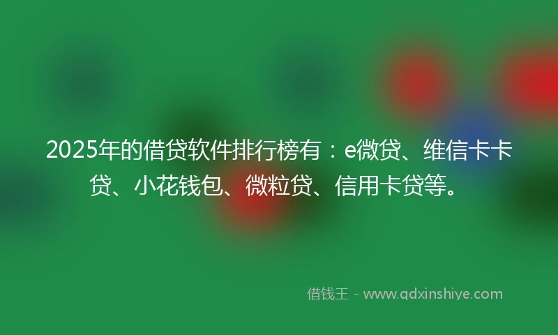 2025年的借贷软件排行榜有：e微贷、维信卡卡贷、小花钱包、微粒贷、信用卡贷等。