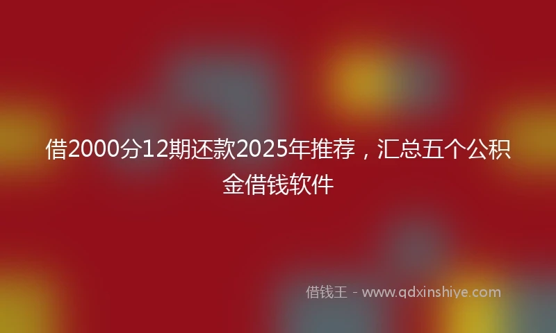 借2000分12期还款2025年推荐，汇总五个公积金借钱软件
