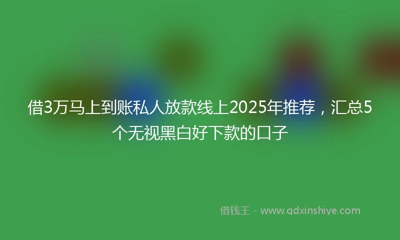 借3万马上到账私人放款线上2025年推荐，汇总5个无视黑白好下款的口子