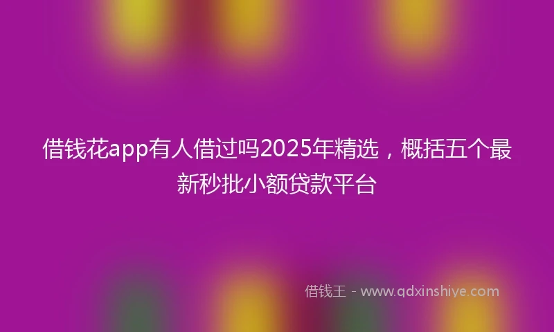 借钱花app有人借过吗2025年精选，概括五个最新秒批小额贷款平台
