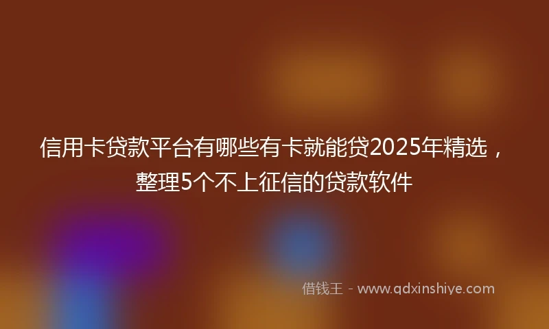信用卡贷款平台有哪些有卡就能贷2025年精选,整理5个不上征信的贷款软件