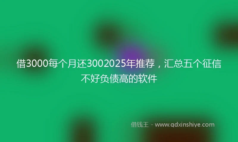 借3000每个月还3002025年推荐，汇总五个征信不好负债高的软件