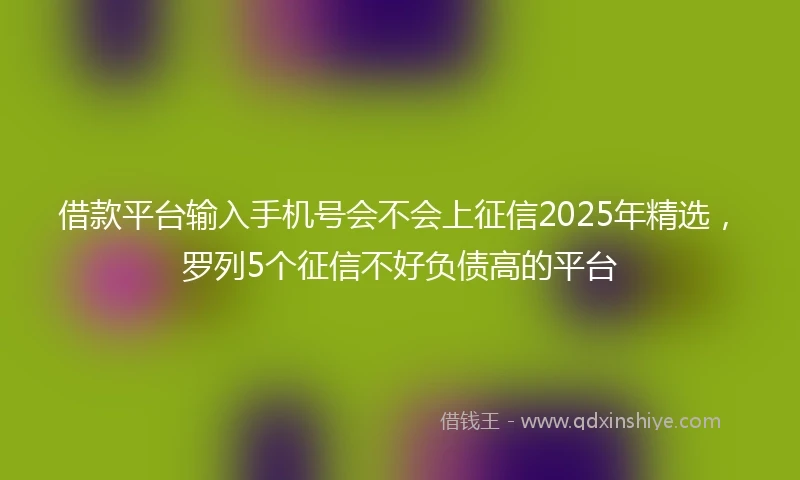 借款平台输入手机号会不会上征信2025年精选，罗列5个征信不好负债高的平台