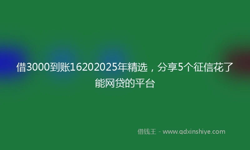 借3000到账16202025年精选，分享5个征信花了能网贷的平台