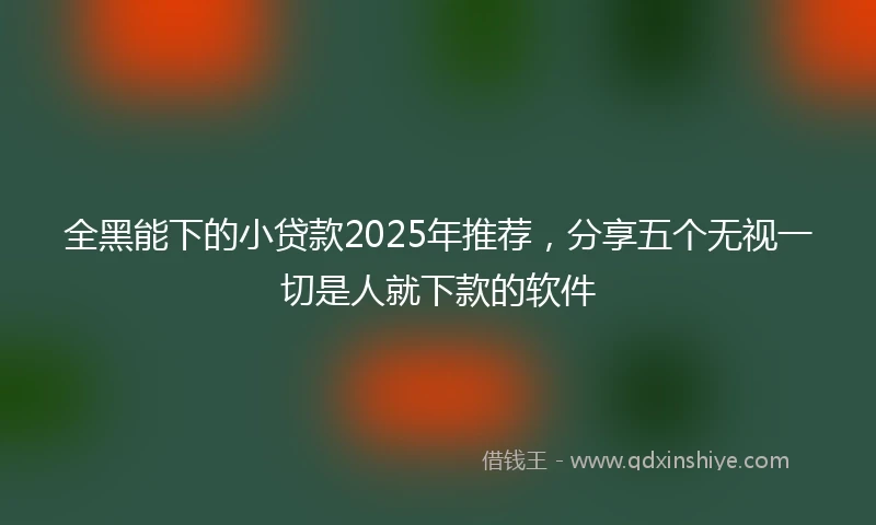 全黑能下的小贷款2025年推荐，分享五个无视一切是人就下款的软件