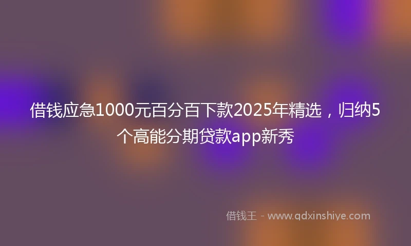 借钱应急1000元百分百下款2025年精选，归纳5个高能分期贷款app新秀