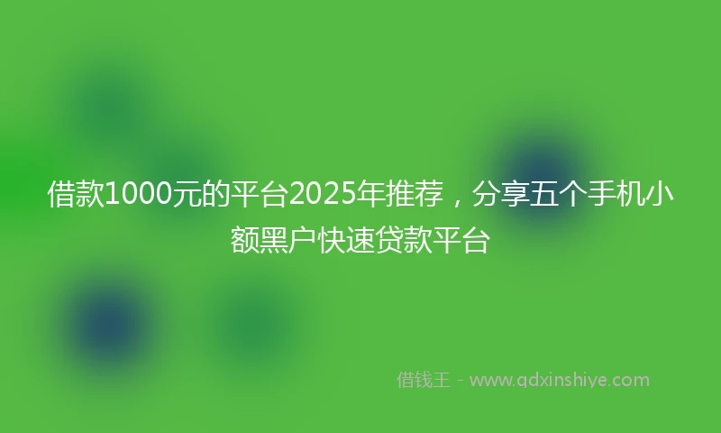 借款1000元的平台2025年推荐，分享五个手机小额黑户快速贷款平台