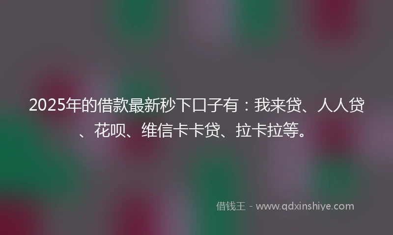 2025年的借款最新秒下口子有：我来贷、人人贷、花呗、维信卡卡贷、拉卡拉等。