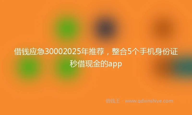 借钱应急30002025年推荐，整合5个手机身份证秒借现金的app