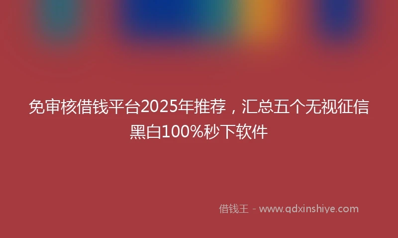 免审核借钱平台2025年推荐，汇总五个无视征信黑白100%秒下软件