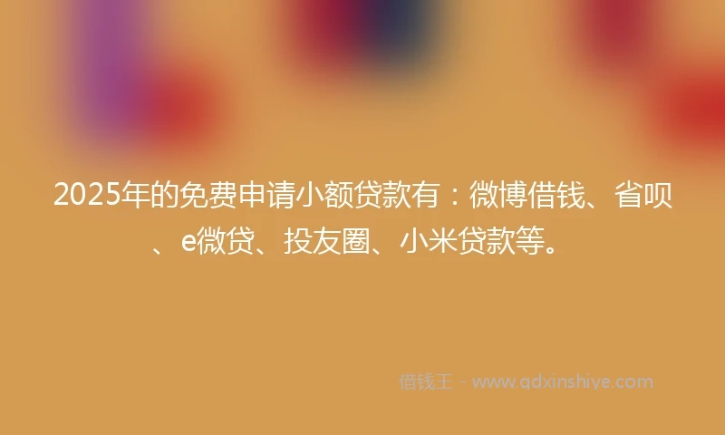 2025年的免费申请小额贷款有：微博借钱、省呗、e微贷、投友圈、小米贷款等。