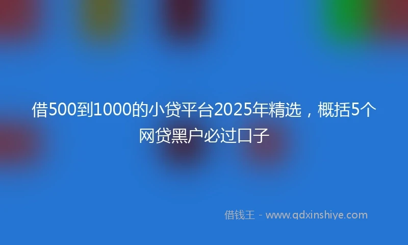 借500到1000的小贷平台2025年精选，概括5个网贷黑户必过口子