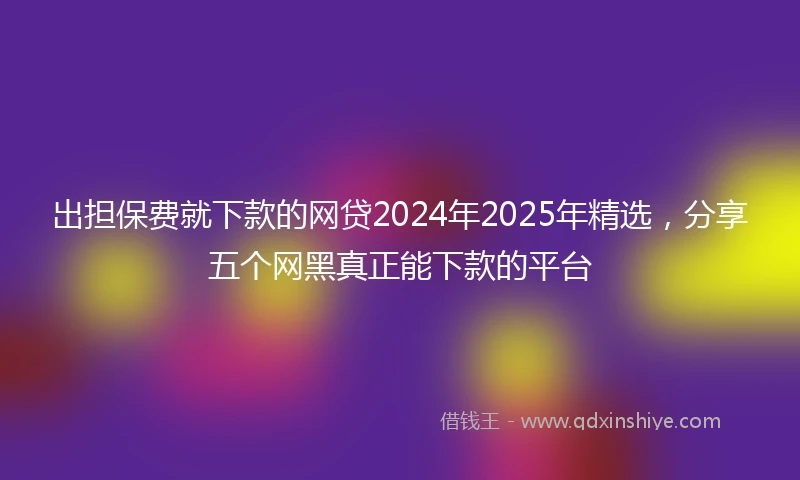 出担保费就下款的网贷2024年2025年精选,分享五个网黑真正能下款的平台