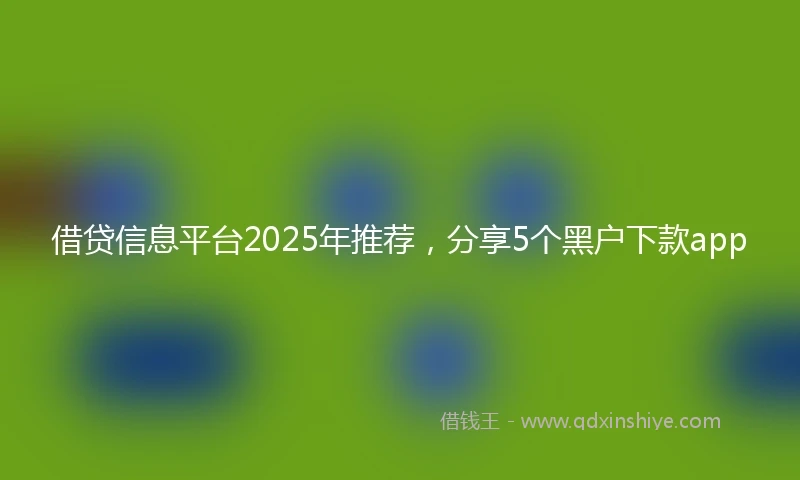 借贷信息平台2025年推荐，分享5个黑户下款app