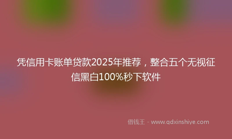 凭信用卡账单贷款2025年推荐，整合五个无视征信黑白100%秒下软件