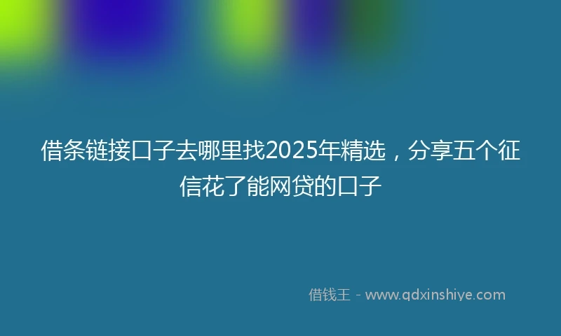 借条链接口子去哪里找2025年精选，分享五个征信花了能网贷的口子