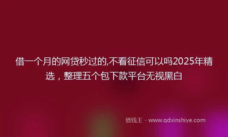 借一个月的网贷秒过的,不看征信可以吗2025年精选，整理五个包下款平台无视黑白