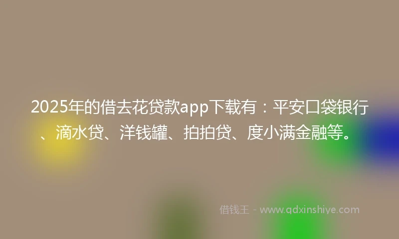 2025年的借去花贷款app下载有：平安口袋银行、滴水贷、洋钱罐、拍拍贷、度小满金融等。