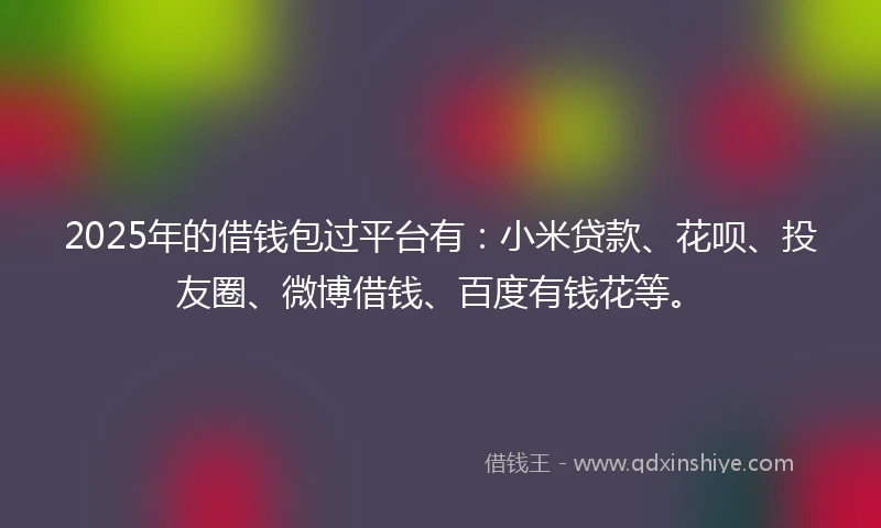 2025年的借钱包过平台有：小米贷款、花呗、投友圈、微博借钱、百度有钱花等。