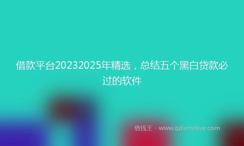 借款平台20232025年精选，总结五个黑白贷款必过的软件