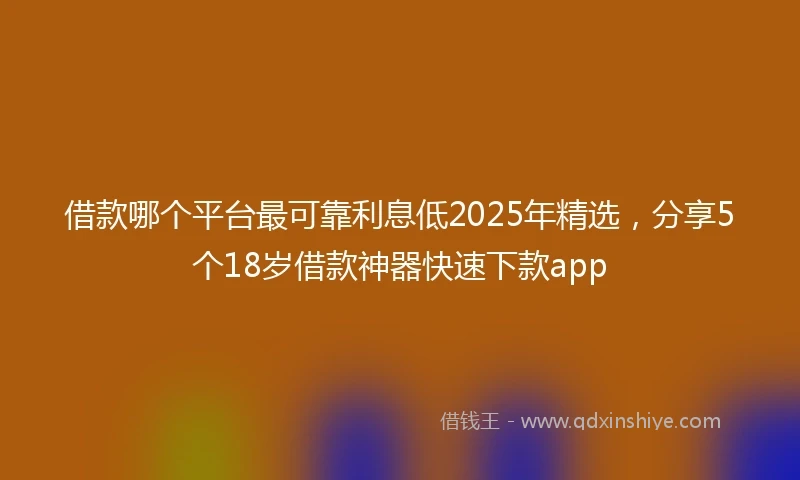 借款哪个平台最可靠利息低2025年精选，分享5个18岁借款神器快速下款app
